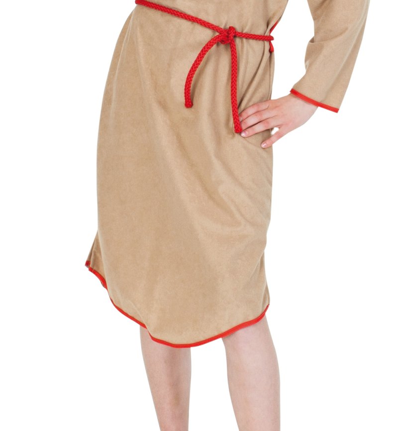 Kinderkostüm Wilde Rose Indianerin 2-teilig Kleid in beige mit Gürtel in rot Ureinwohner Amerika Rothaut
