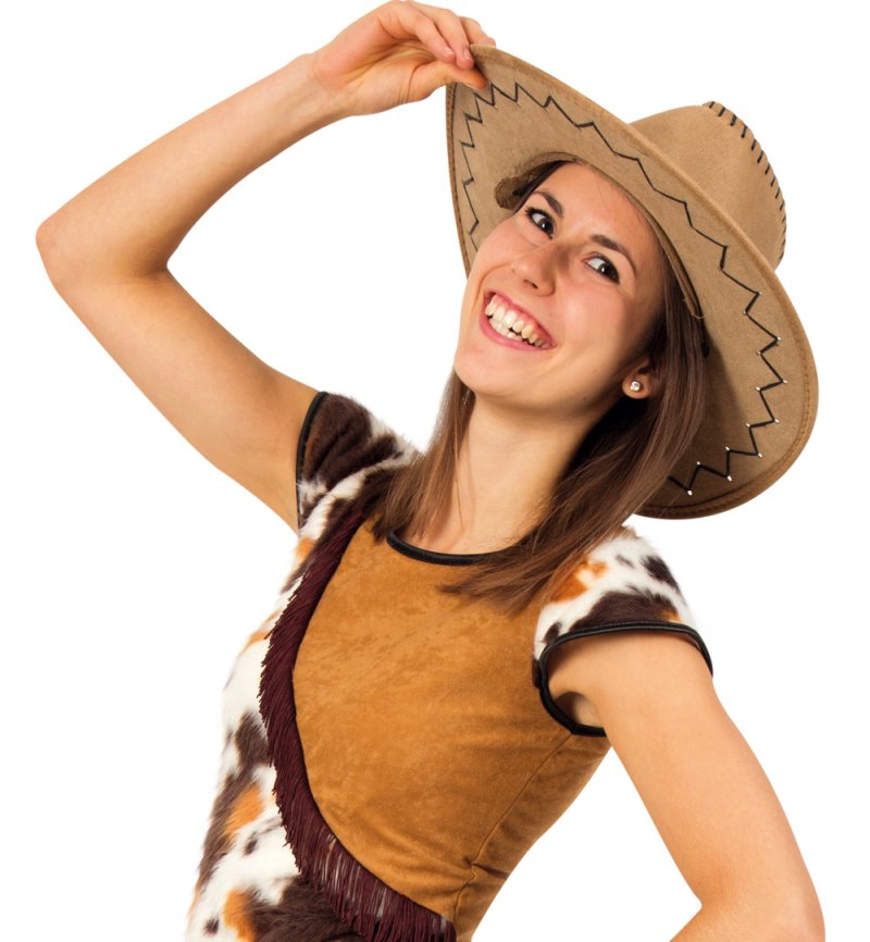 Kinderkostüm "Cowgirl" Cowboy Indianer Wilder Westen Saloon Kleid Kuhmuster Gr 140 - 164