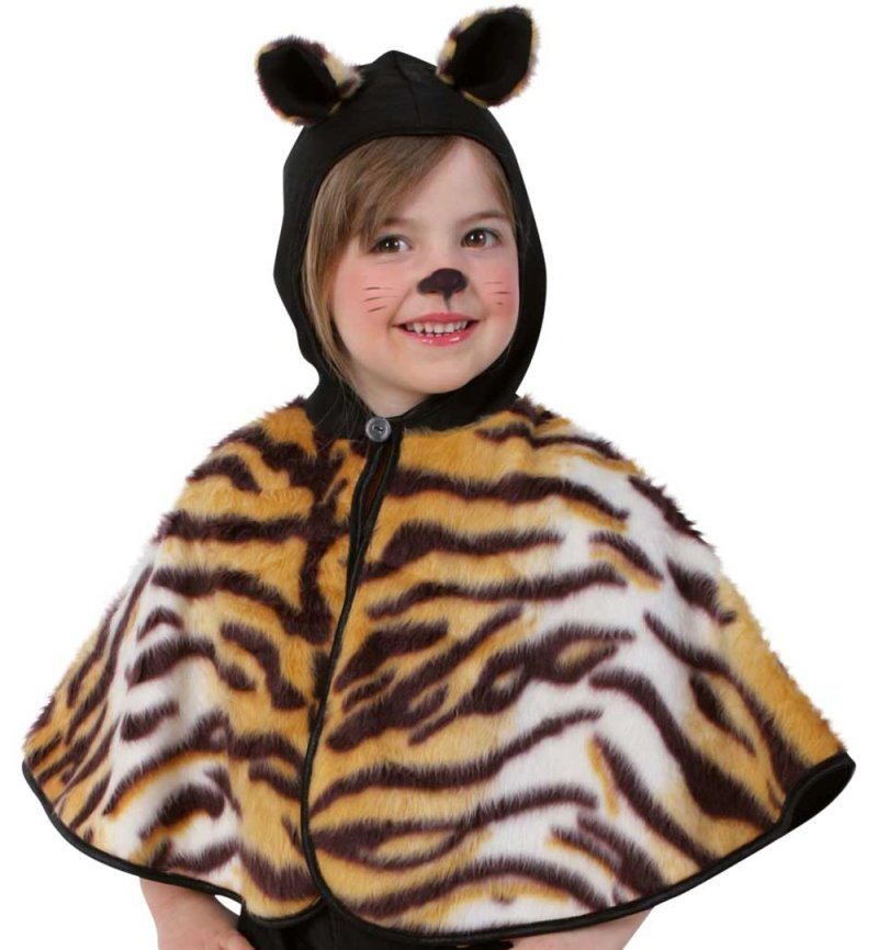 Kinderkostüm Cape Tiger mit Kaupze und Ohren Größe 104