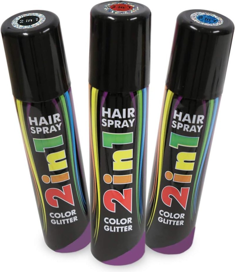Hairspray 2in1 Color und Glitter in verschiedenen Farben buntes Haarspray mit Glitzer Haarschmuck farbig
