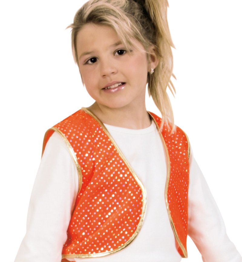 Kinderkostüm "Roxy Orange", Zweiteiliges Outfit mit Glitzerpunkten, Kinderstar, Showgirl