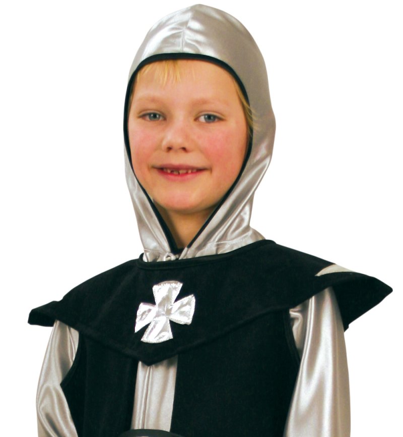 2-tlg. Kinderkostüm "Schwarzer Ritter" mit Kapuze, Kinderfasching, Karneval, Mottoparty