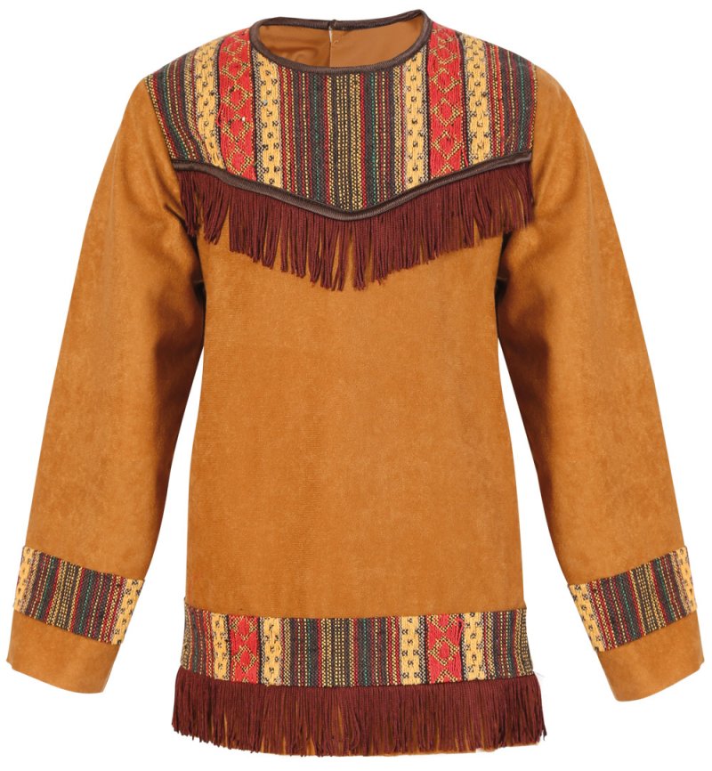 Kinderkostüm Indianer Oberteil Langarm-Shirt Wilder Westen