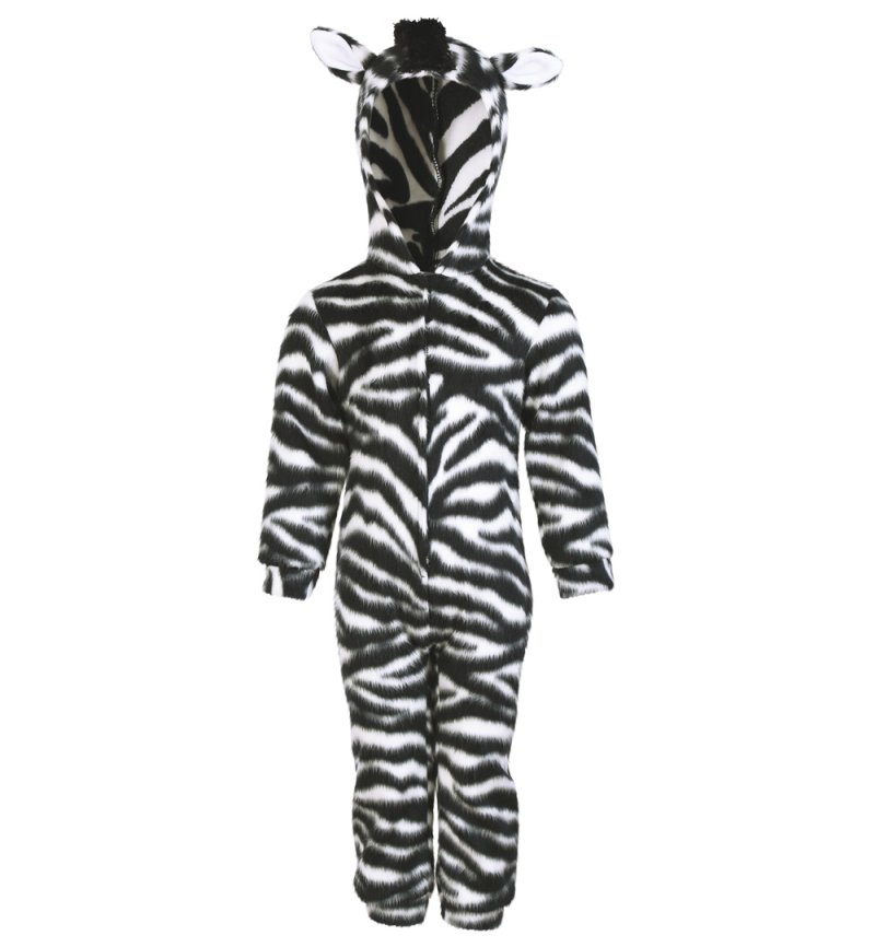 Zebra-Kostüm für Kinder mit Kapuze Overall Fasching Tier-Jumpsuit Karneval Kleinkinder-Karnevalskostüm Geburtstags-Geschenk