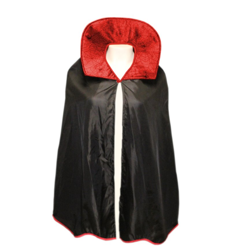 Kinderkostüm Dracula Umhang in schwarz mit rotem Kragen Vampir Cape Überwurf Verkleidung