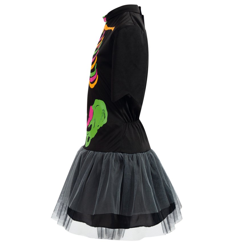 Kinder Skelett Kostüm Kleid bunt nachtleuchtend für Mädchen GID Halloween Monster Knochen Verkleiden für viele Gelegenheiten