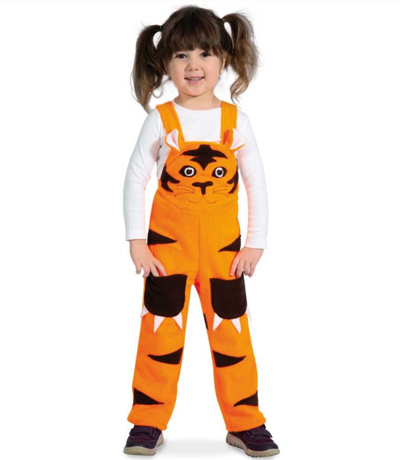 Tierkostüm Tiger für Kinder Latzhose Zootier Wildnis Karneval Verkleidung Spielhose Kinderkostüm