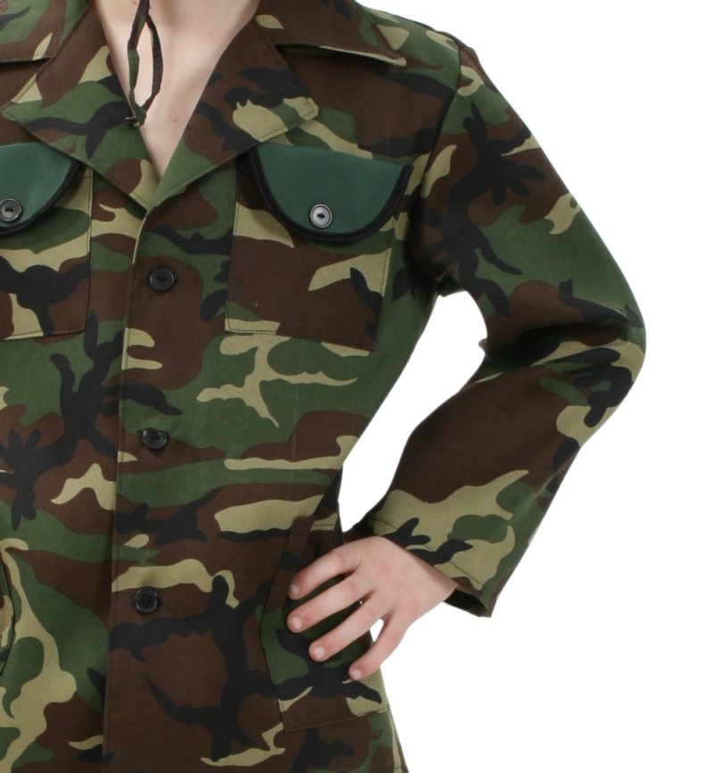 Kinderkostüm Dschungeljacke in grün-brauner Tarnoptik Armee