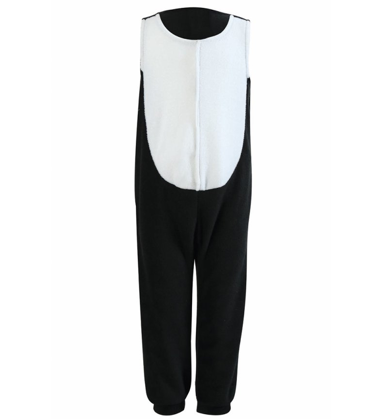 Kinderkostüm Pinguin Overall in schwarz-weiß und Cape mit Kapuze und Gesicht