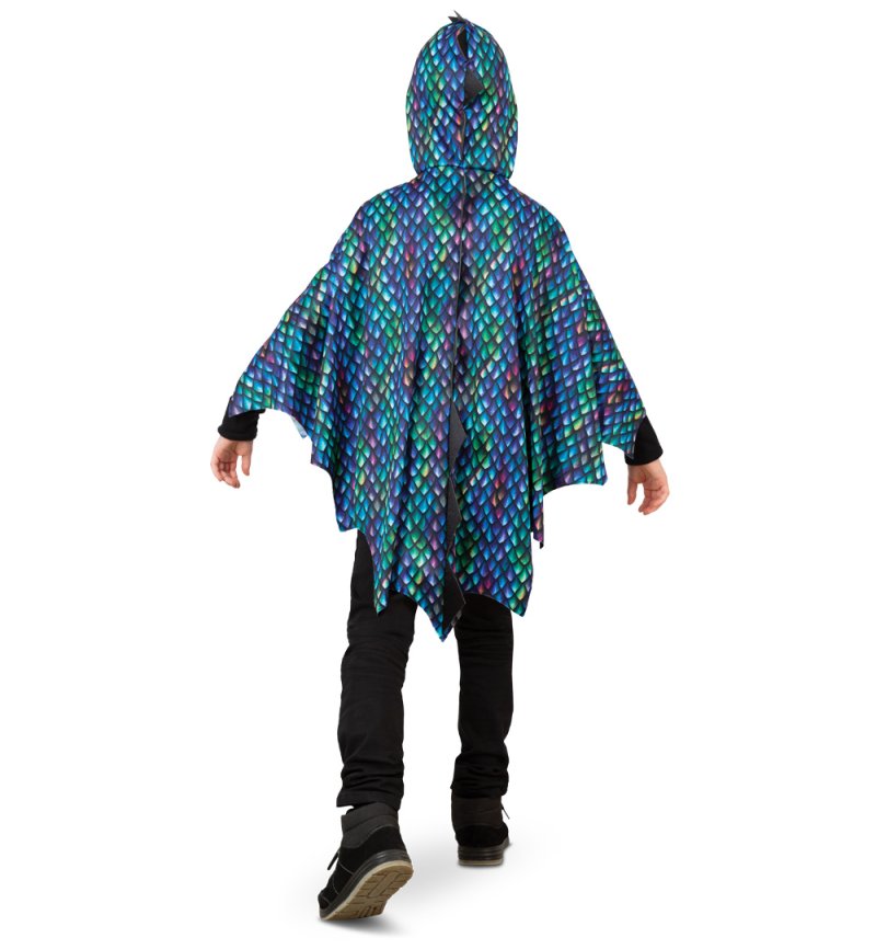 Cape Drache Kapuze mit integrierter Maske, Drachenumhang Ungeheuer Mythen Cosplay Manga Dino Feuerspeier Fabelwesen