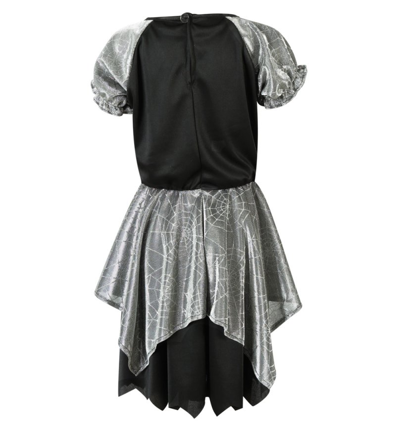 Hexenkostüm Kinder Mädchen Silber Schwarz Halloween Hexe Zauberer Cosplay Rollenspiel Verkleidung