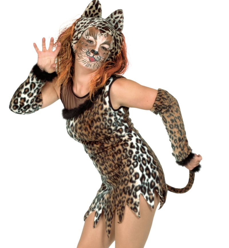 Damenkostüm Miezekatze mit Armstulpen, Karneval