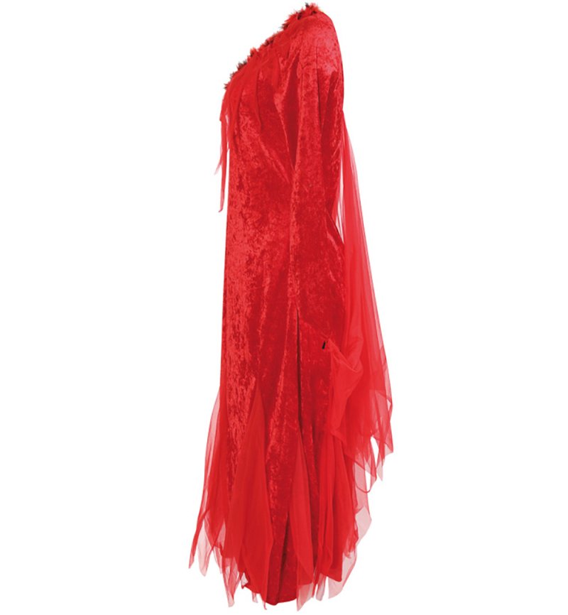 Damenkleid "Teufelchen" in rot, Schleier, Plüschbesatz, Damen-Kostüm, Teufel, Devil
