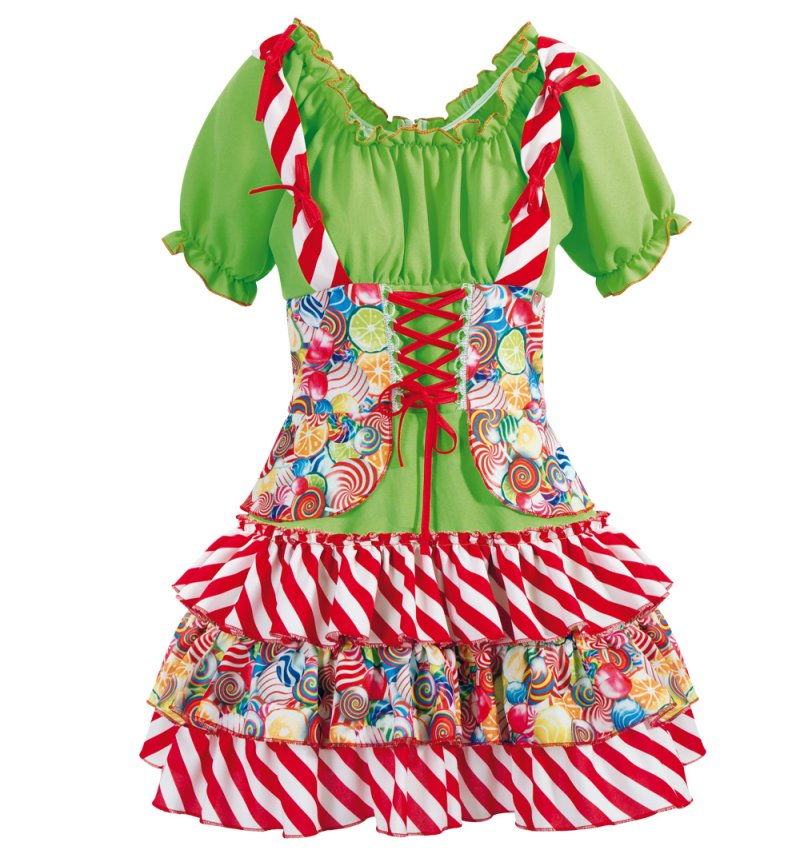 Kleid Sweety für Damen Süßigkeiten Sweets Lollipop Zuckerstangen Snacks bunt Bonbons