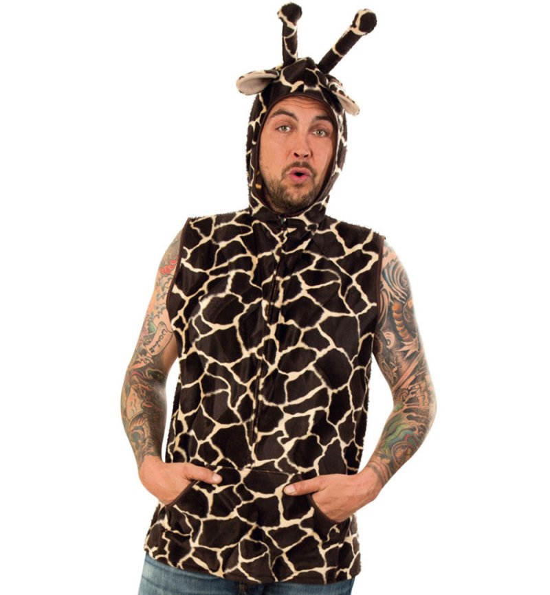 „Weste Giraffe“ Tierkostüm für Herren aus Plüsch mit Ohren Karneval