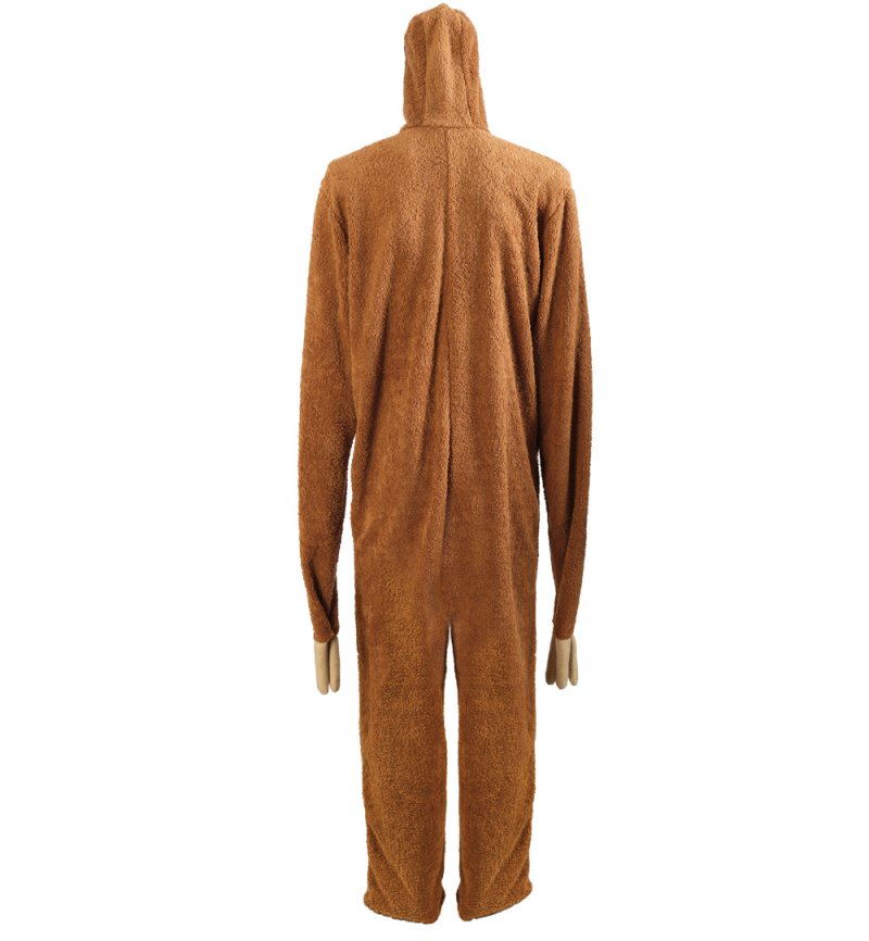 Einteiler Faultier Onesie Jumpsuit Overall Faulpelz Murmeltier als Kostüm oder Pyjama Unisex Erwachsene Tierkostüm