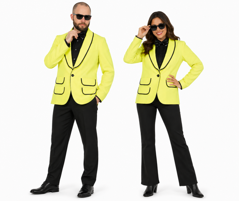 Jacke neon gelb mit schwarzen Akzenten für Herren, Jackett, Sakko