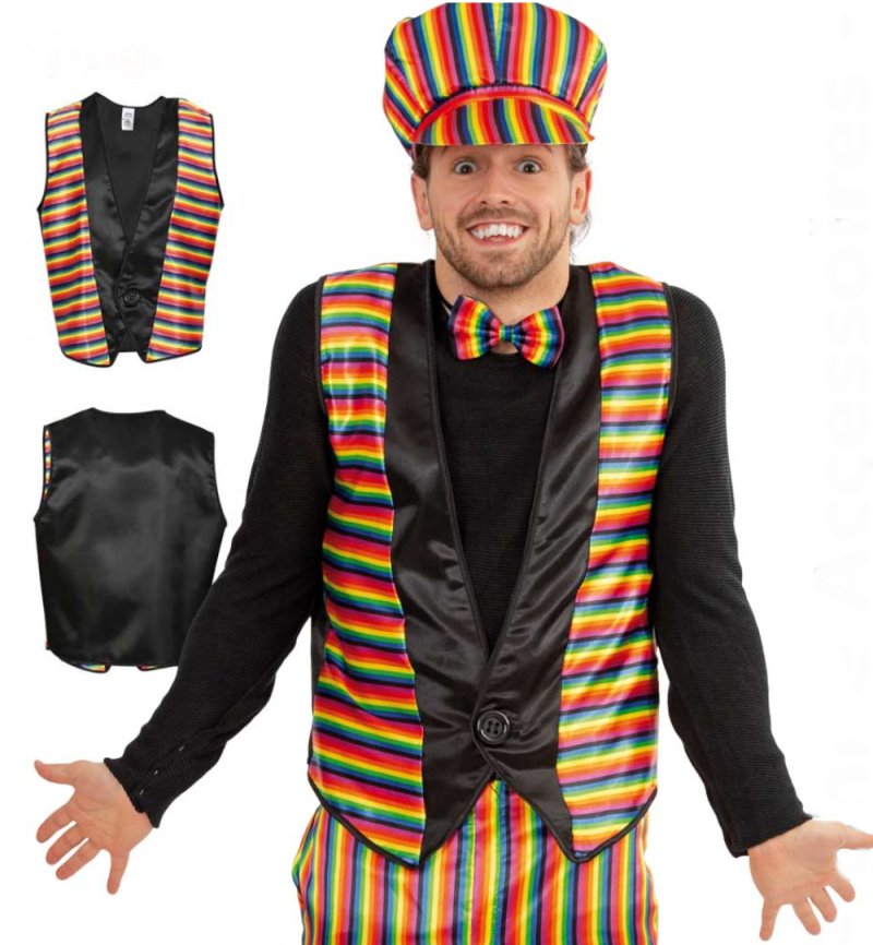 1-teilige Kostümweste Regenbogen Unisex für Erwachsene Rainbow CSD bunt Sakko