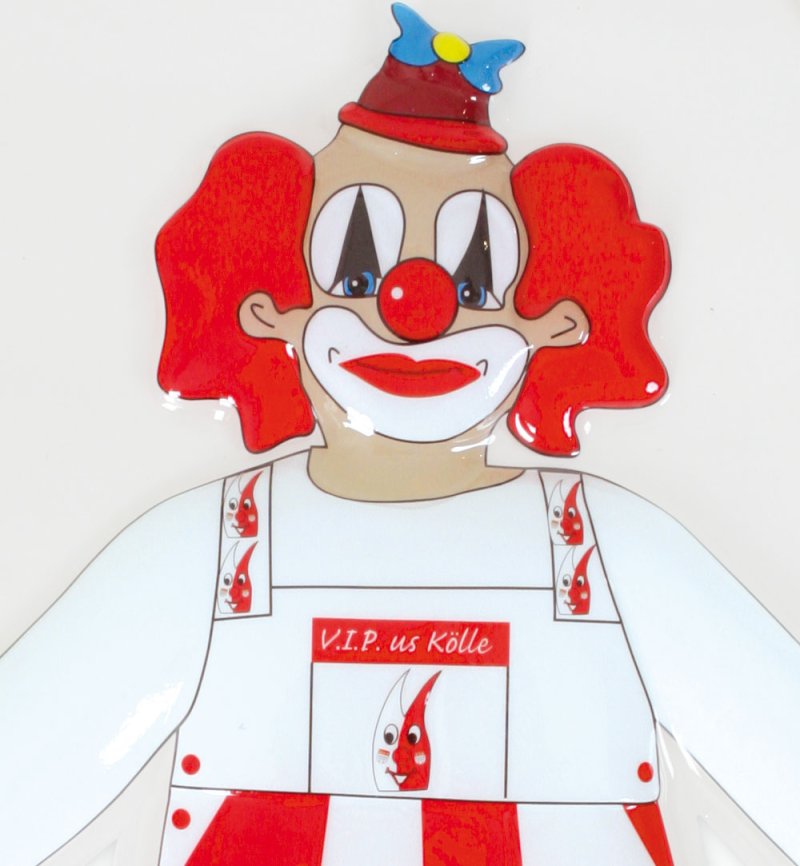 Wand-Deko Köln-Clown, Höhe ca. 49 cm, Karneval, Mottoparty, Köln, Dekoration