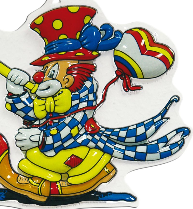 Wandbild Clown mit Tröte, Höhe ca. 30 cm, Wand-Deko, Karneval, Party, Dekoration