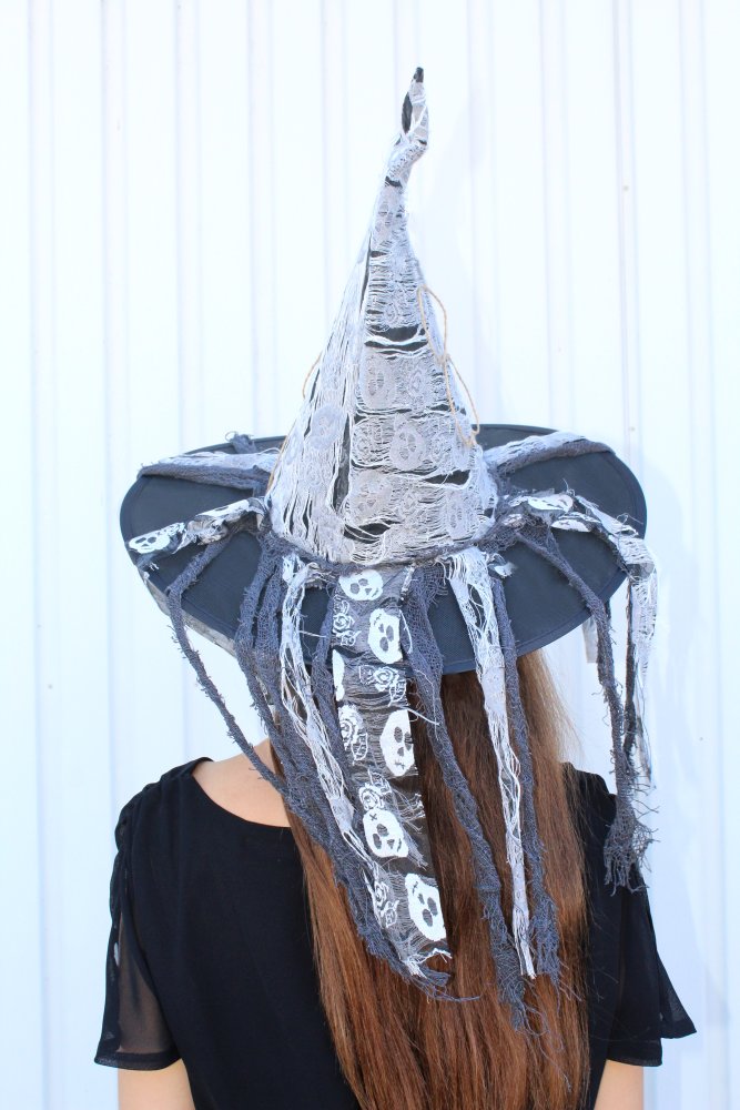 Hut, Zombiehexe, Fetzen, Grufti, Hexenhut, Halloween, Größe 58 cm
