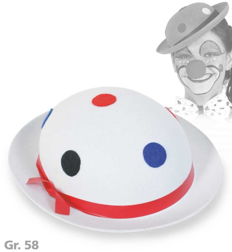 Clownhut, sortierte Farben, mit Punkten, Gr. 58 cm, Karneval, Mottoparty, Accessoire