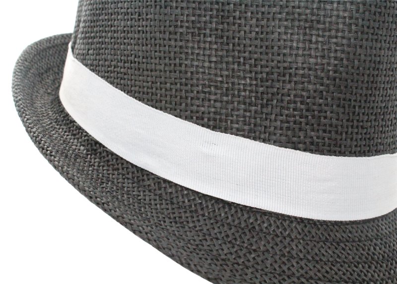 Trilby "Mafioso" schicker Party-Hut in grau mit weißem Hutband