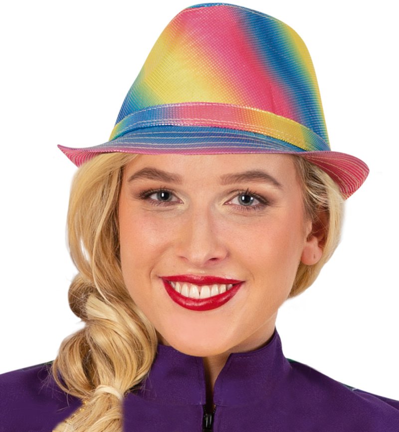 Trilby Hut bunt Sommerhut Regenbogenfarben Pride Reggae Hippie Hut Party Hut 70er Jahre