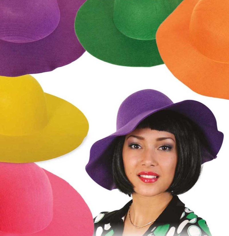 Schlapphut, bunt, sortierte Farben, Gr. 58 cm, Mottoparty, Karneval, Partyhut