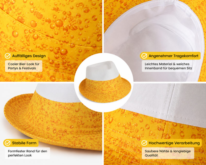 Bier Partyhut Trilby im Fedora Style – Lustiger Mallorca & Festival Hut