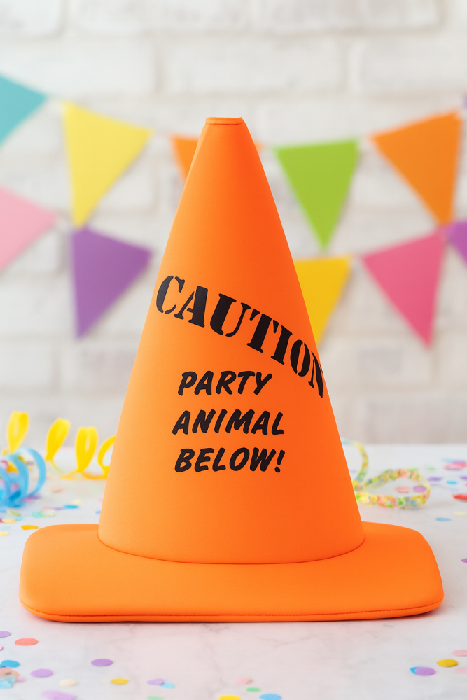 Pylone Partyhut "Caution – Party Animal Below!"