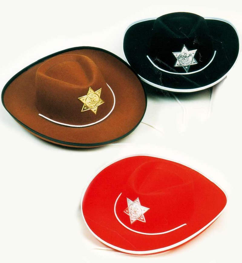 Cowboyhut, Größe 57 cm, rot, braun, schwarz, Sheriff, Western, Karneval,