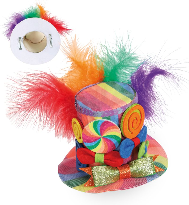 Mini Hut Candy mit Haar Clip Mini Zylinder bunt Clown Zirkus Kopfschmuck Kostüm Zubehör