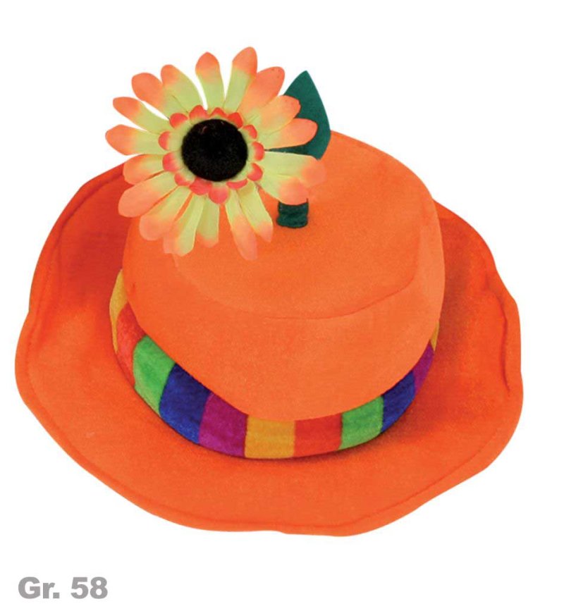 Hut mit Blume, sortierte Farben, Gr. 58 cm, Karneval, Mottoparty, Accessoire, Fasching