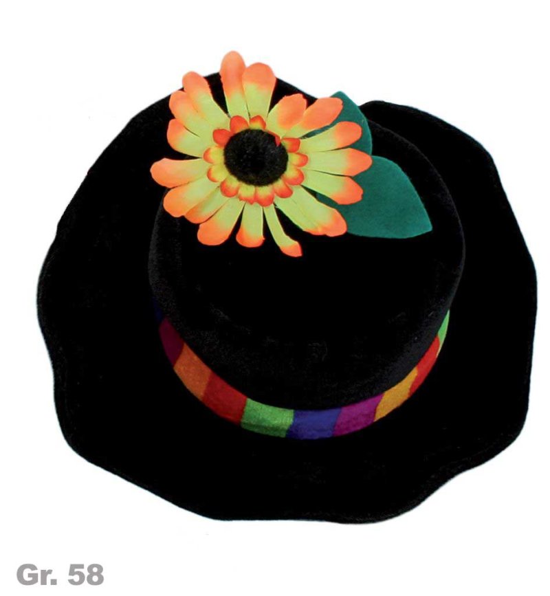 Hut mit Blume, sortierte Farben, Gr. 58 cm, Karneval, Mottoparty, Accessoire, Fasching