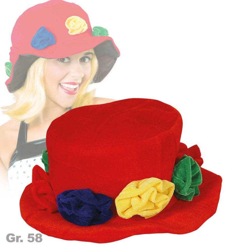 Blumenhut, Gr. 58 cm, Karneval, Mottoparty, Accessoire, Fasching