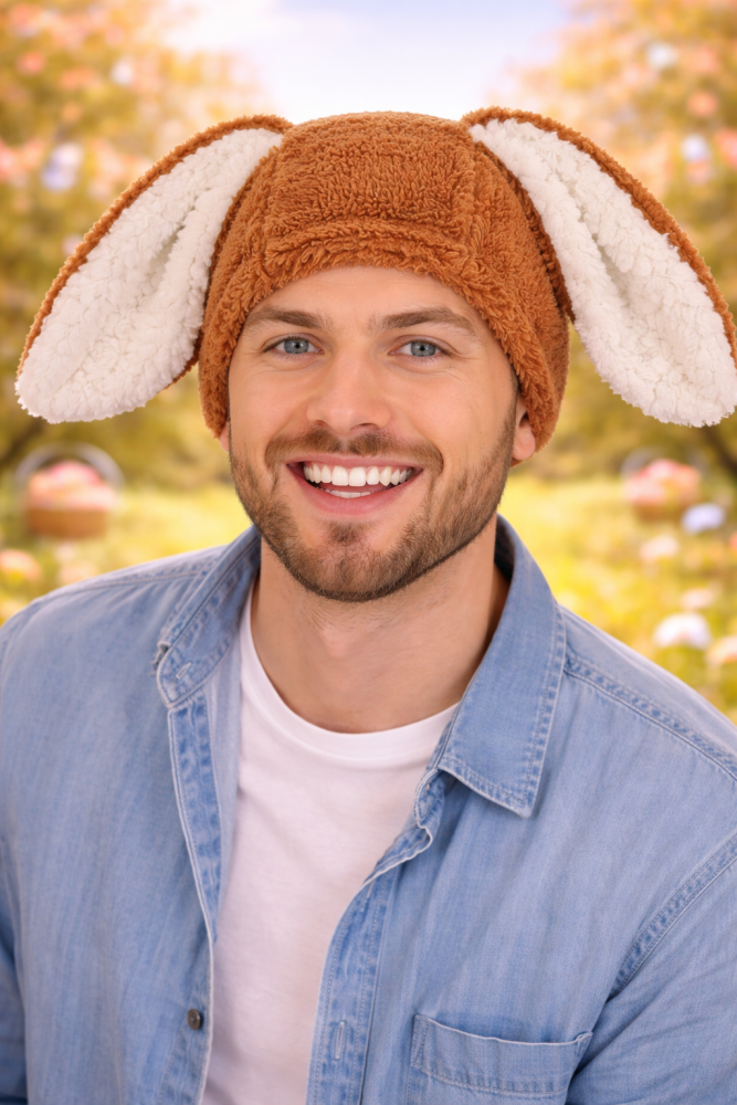 Plüsch-Mütze Hase für Erwachsene mit Hasenohren Häschen Osterhase