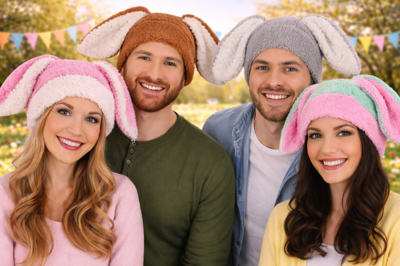 Plüsch-Mütze Hase für Erwachsene mit Hasenohren Häschen Osterhase