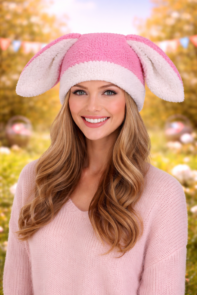 Plüsch-Mütze Hase für Erwachsene mit Hasenohren Häschen Osterhase