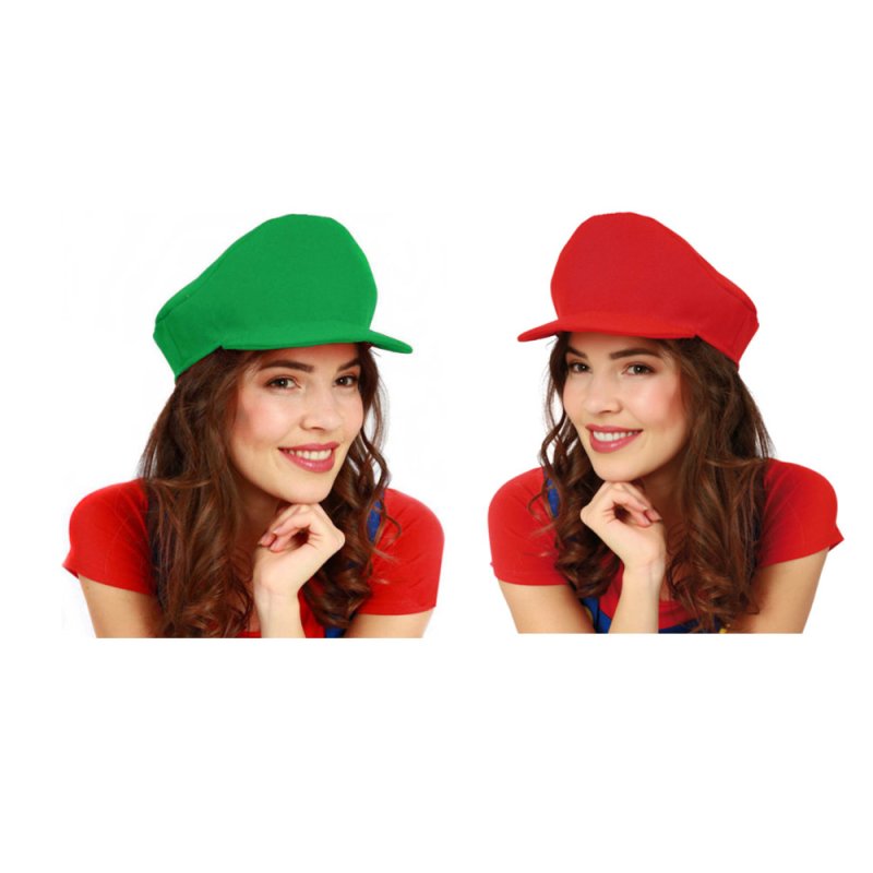 Klempner Mütze Rot oder Grün Kappe Handwerker Kindheitshelden Cosplay Karneval Party Kopfbedeckung
