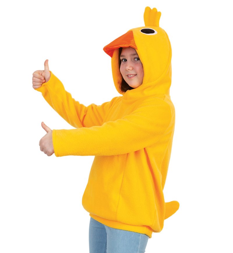 Enten Kostüm für Kinder Hoodie Kapuzenpullover Tierkapuze Schnabel Augen Kopfgefieder und Entenschwanz