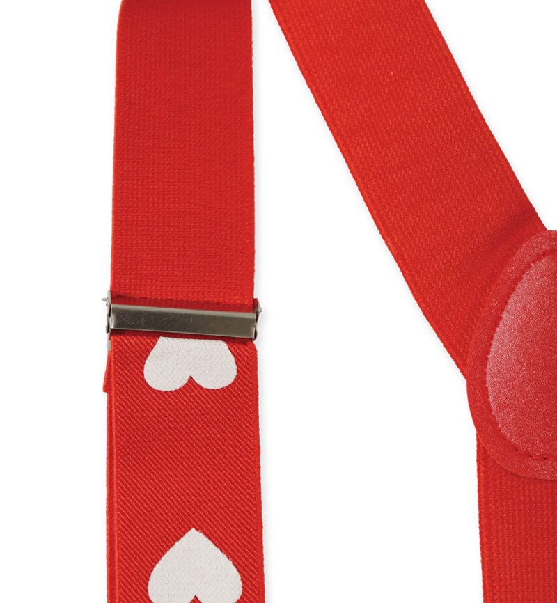 Hosenträger Rot mit weißen Herzen – Accessoire für Erwachsene Köln Herzmotiv Herzchen Einheitsgröße