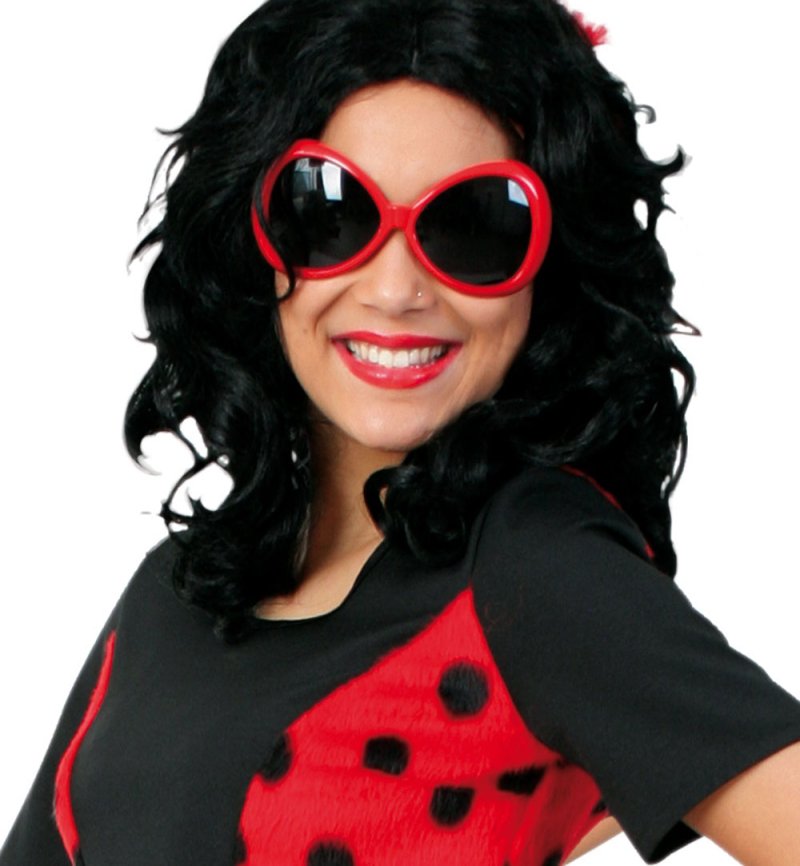 Zubehör-Set Marienkäfer, 2-tlg. Haarreif mit Fühler und Brille, rot, schwarz, Tierkostüm
