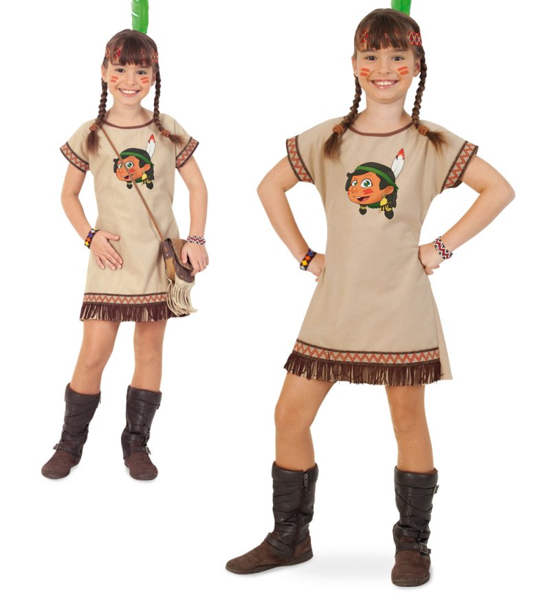 Kinderkostüm Indianerin Lani Kleid mit Stirnband Wilder Westen Ureinwohner Amerika Gr 104 - 128