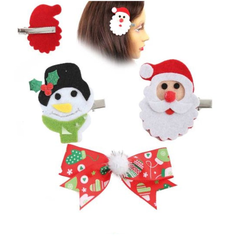 Haarspange Weihnachten Haarclip Schleife Nikolaus Schneemann Haarklammer Wichtelgeschenk