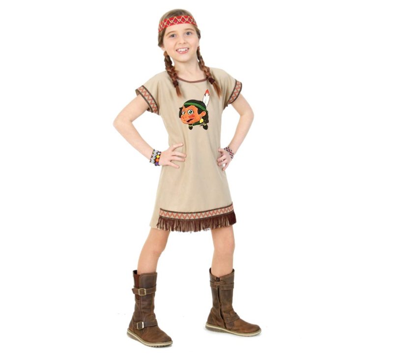 Kinderkostüm Indianerin Lani Kleid mit Stirnband Wilder Westen Ureinwohner Amerika Gr 104 - 128