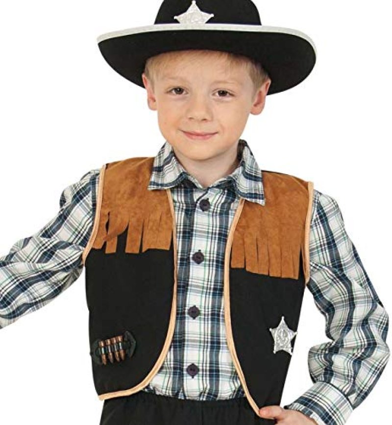 Kostüm Set Kinder Sheriff 5tlg. Weste Hose Hut Coltgürtel Pistole