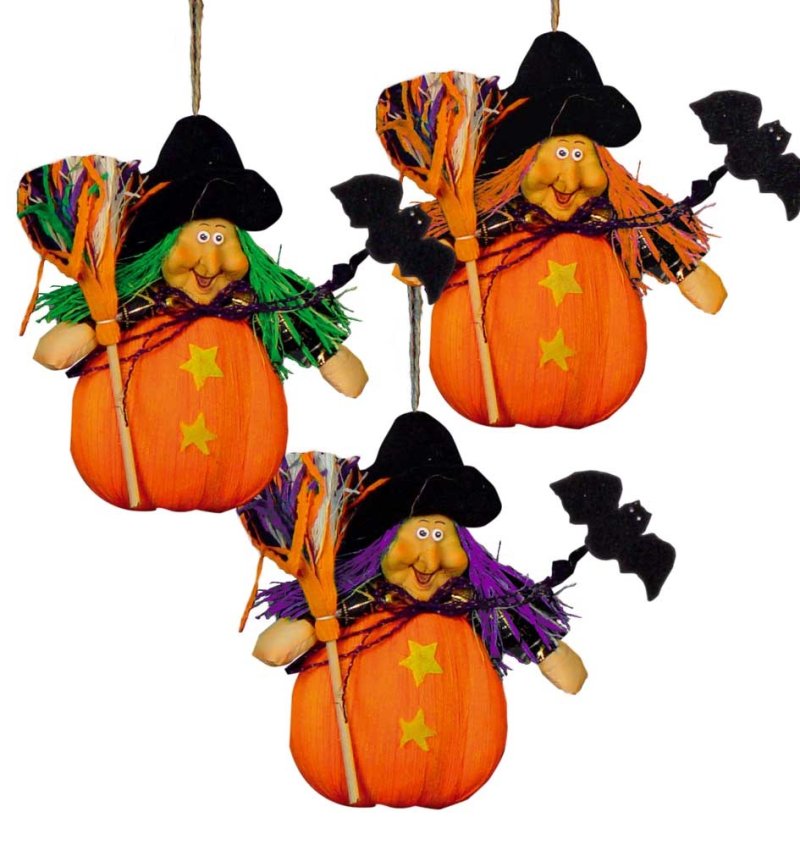 Hexe mit Kürbis Halloween-Dekoration Herbst-Dekoration