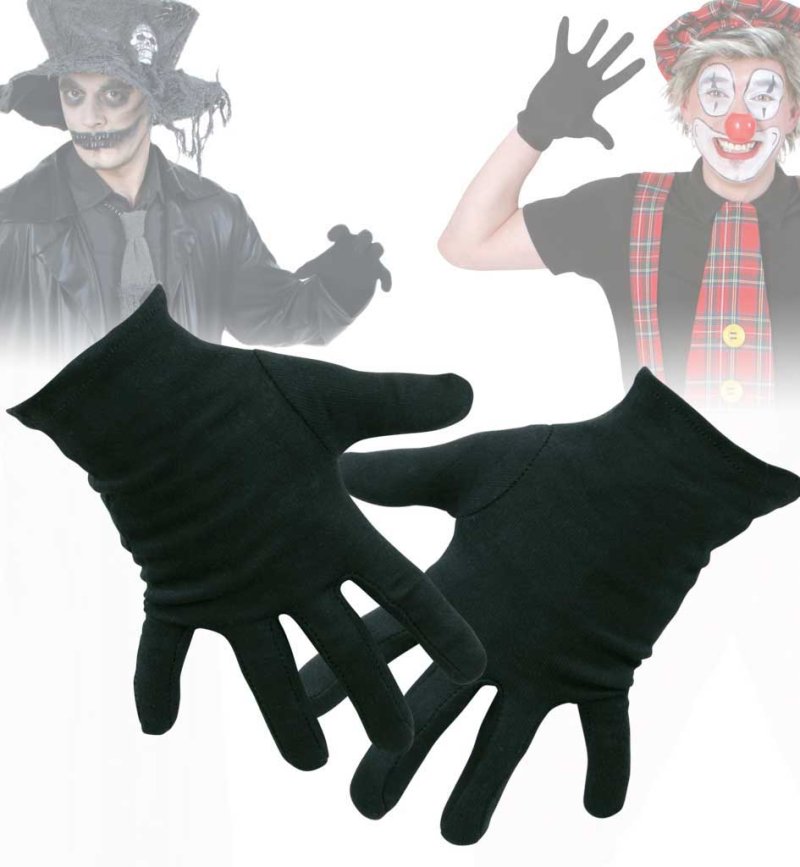 Handschuhe Schwarz, mit Finger, Halloween, Karneval, Mottoparty,