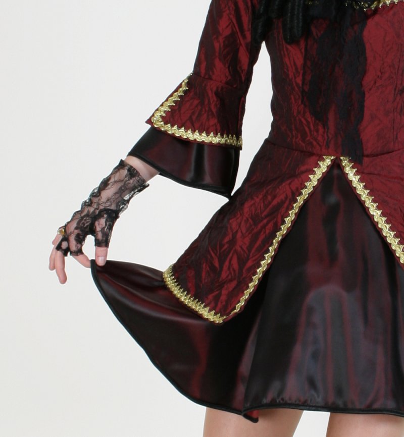Spitzenhandschuhe mit Halben Fingern in Schwarz Halloween Karneval Accessoire